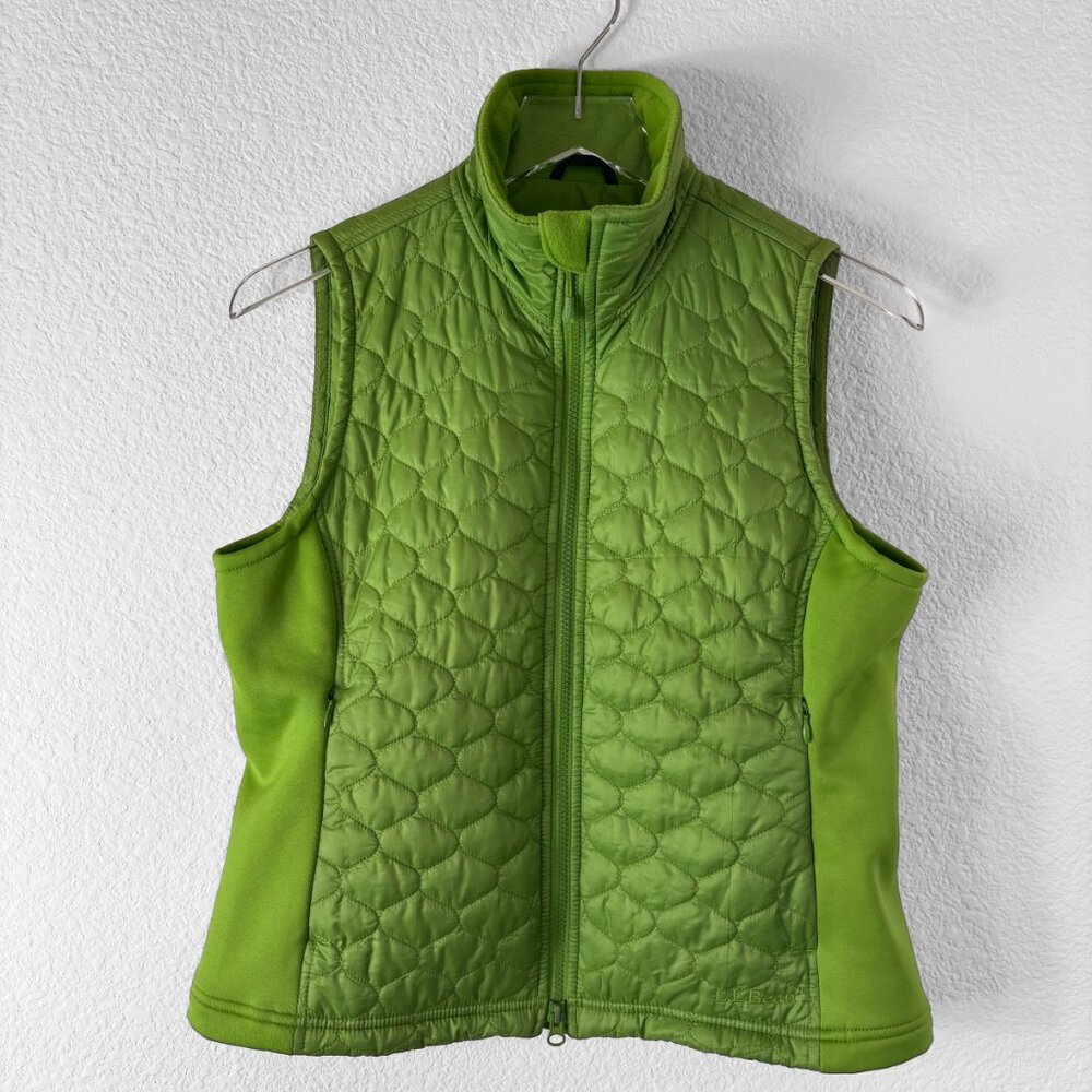L.L Bean Womens Puffer Vest S Kelly Green Quilted Pickleball Walking Funnel Neck